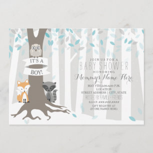 Invitation Woodland Creatures Baby shower d'hiver - Garçon