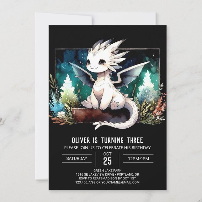 Invitation Woodland Digital Dragon Anniversaire (Devant)