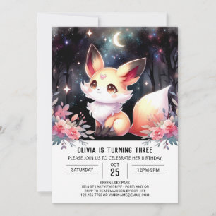 Invitation Woodland Enchanted Fox Anniversaire numérique