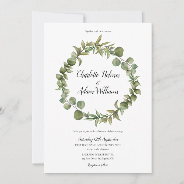 Invitation Woodland Eucalyptus Mariage de verdure (Devant)