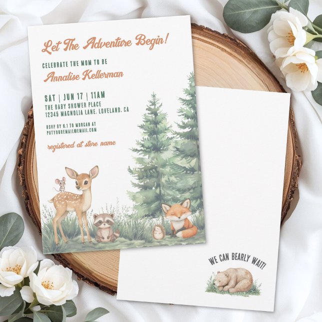 Invitation Woodland Forest Animals Adventure Baby Shower (Woodland Forest Animals Adventure Baby Shower Invitation)