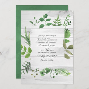 Invitation Woodland Forest Greenery QR Code Mariage rustique