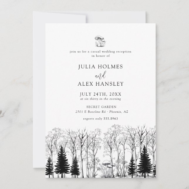 Invitation Woodland Forest Pine Tree | Rustic Casual Wedding (Devant)