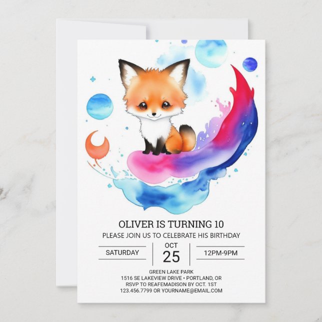 Invitation Woodland Fox Aventure Anniversaire Célébration (Devant)