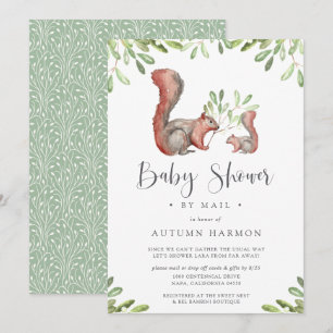 Invitation Woodland Friends Baby shower d'écureuil rouge par 
