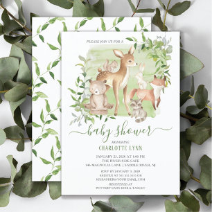 Invitation Woodland Friends Baby shower neutre pour les femme
