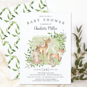 Invitation Woodland Friends Baby shower neutre pour les femme