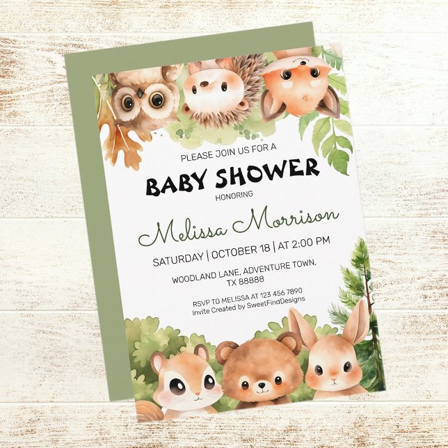 Invitation Woodland Friends Rassembler bébé garçon douche (Woodland Friends Gathering Baby Boy Shower Invitation)