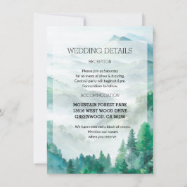 Invitation Woodland Green Blue Blurred Forest Détails du Mari