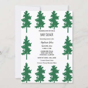 Invitation Woodland Green Tree Forest Baby shower mignon