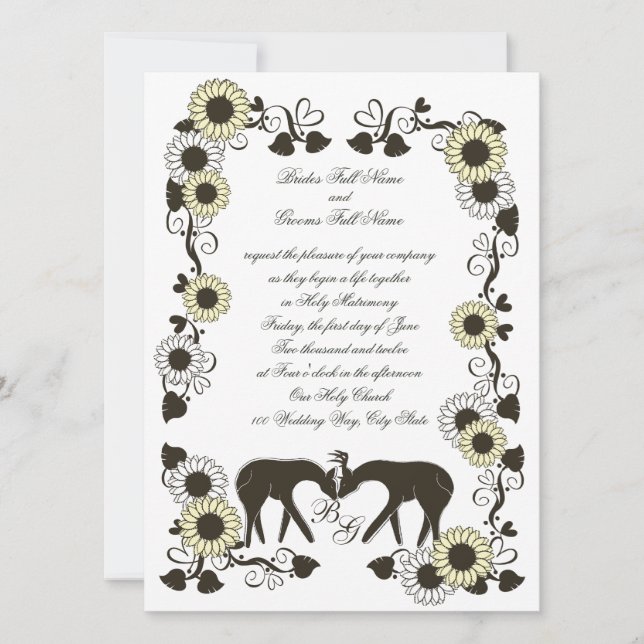 Invitation Woodland Love Mariage de tournesol (Devant)