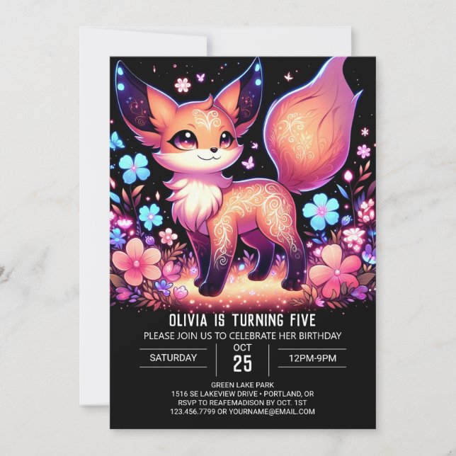 Invitation Woodland Majestic Fox Digital Anniversaire (Devant)