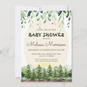 Invitation Woodland Mountains Baby Boy Douche