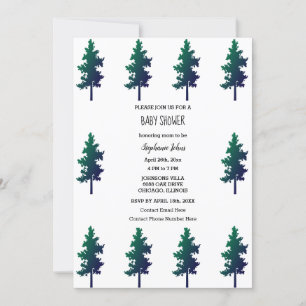 Invitation Woodland Nature Arbres Baby showers Garçons Filles