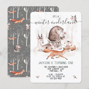 Invitation Woodland Onderland Scandinavian Birday Party Inv