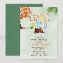 Woodland Safari Animaux garçon Baby shower Invitat