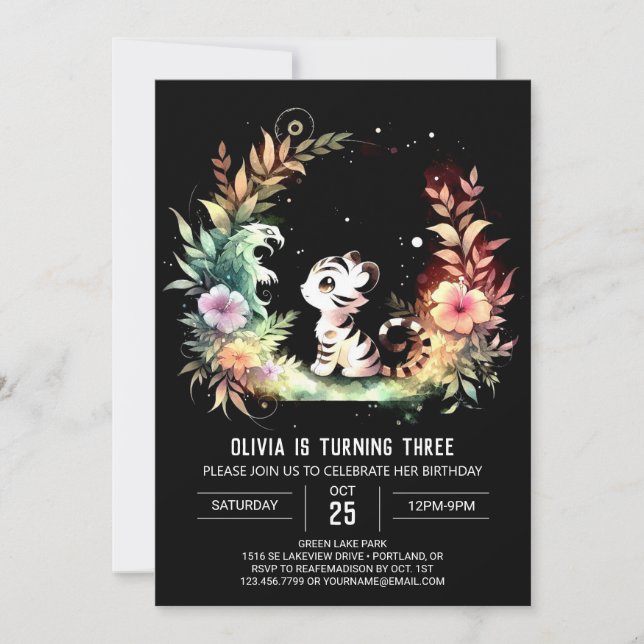 Invitation Woodland Simple Tiger Anniversaire (Devant)