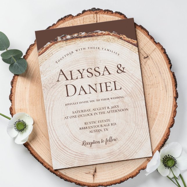 Invitation Woodland Tree bark ring Rustic Wedding  (Créateur téléchargé)