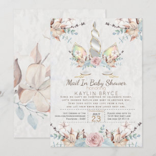 Invitation Woodland Unicorn Baby shower virtuel Kaylin2