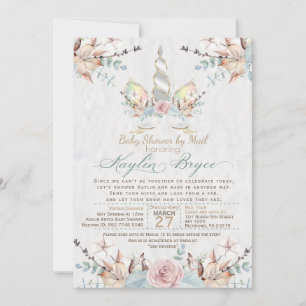 Invitation Woodland Unicorn Baby shower virtuel Kaylin7 Inv