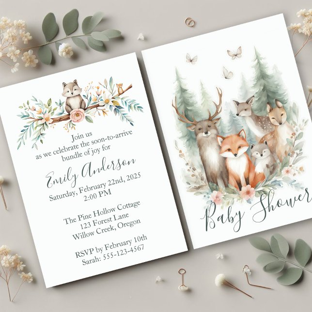 Invitation Woodland Watercolor Animals (Créateur téléchargé)