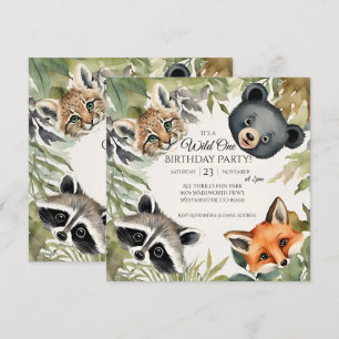 Invitation Woodland Wild One 1ère fête d'anniversaire