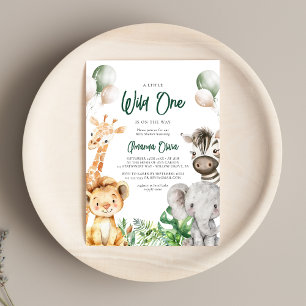 Invitation Woodland Wild One Animal Safari Baby shower