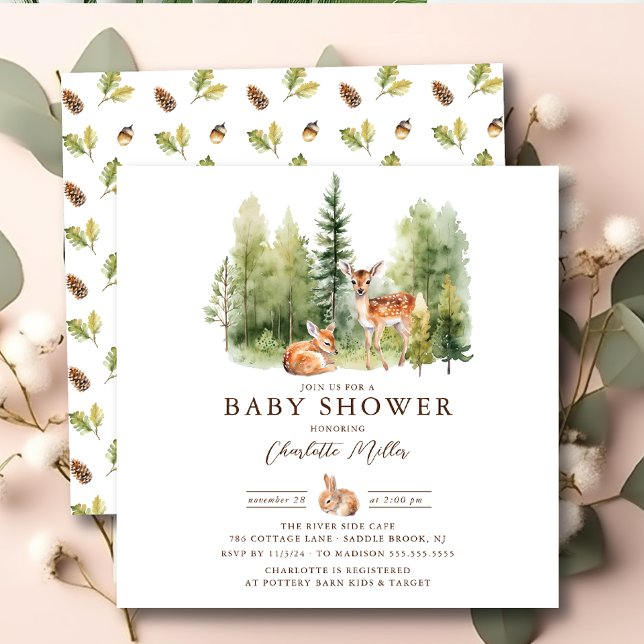 Invitation Woodland Wonder Deer Baby shower (Créateur téléchargé)