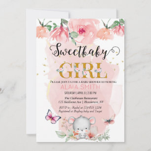 Invitation Woodlands Animal Thème Baby Mouse pour baby shower