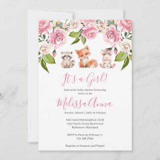 Invitation Woodlands Baby Girl Douche