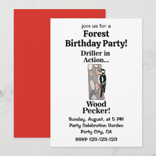 Invitation Woodpecker Bird Amusante fête d'anniversaire