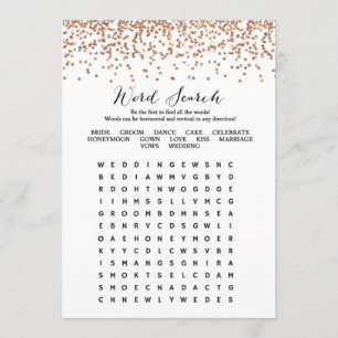 Invitation Word Search Rose Gold Fête de l'mariée Game 5x7
