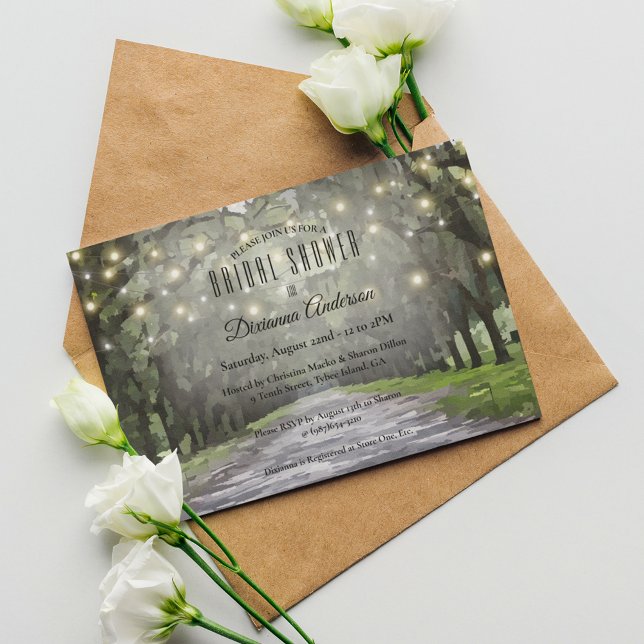 Invitation Wormsloe Lieu Live Oaks Fête des mariées aquarelle (Créateur téléchargé)