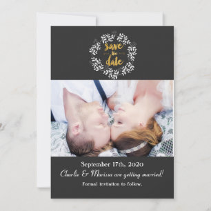 Invitation Wreath Botanique Feuille blanche SAUVER LA DATE Ph