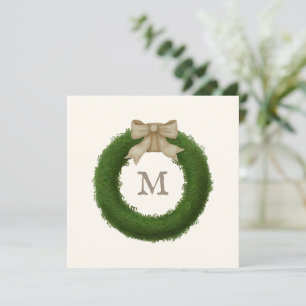 Invitation Wreath Boxwood Avec Bow Rustique Personnalisé Mono
