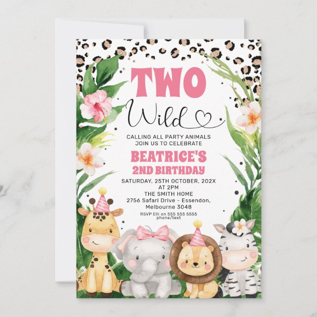 Invitation Wreath Cheetah Print Safari Deux Wild 2e Anniversa (Devant)