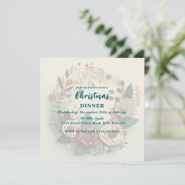 Invitation Wreath de vacances moderne (Debout devant)