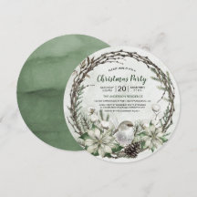 Wreath d'hiver Poinsettia & Bird Christmas
