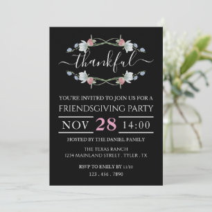 Invitation Wreath florale sauvage, Thanksgiving Party