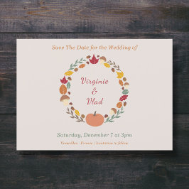 Invitation Wreath & Mariage de automne Enregistrer La Date