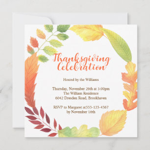 Invitation Wreath Moderne Orange Fall Leçons Thankgiving