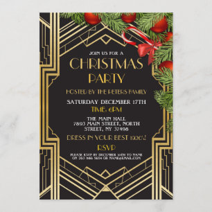 Invitation X-Mas Gold Art Déco des années 1920