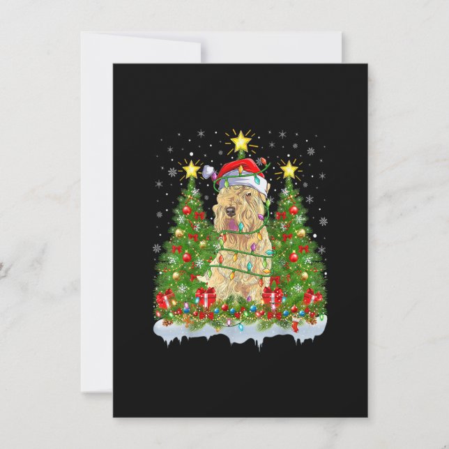 Invitation Xmas Lights Père Noël Wheaten Terrier Chien Christ (Devant)