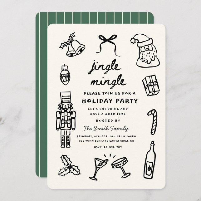 Invitation Xmas Party Holiday Hand Drawn Funky Handwritting (Créateur téléchargé)