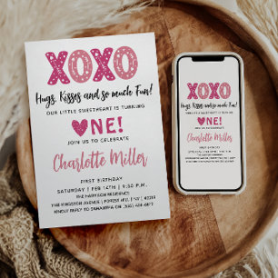 Invitation XOXO Câlins et Baisers Saint-Valentin 1er Annivers