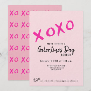 Invitation XOXO Galentine’s Day Girls Brunch Rose Moderne 