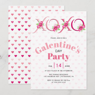 Invitation XOXO rose et fête des Galentines roses