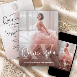 Invitation XV Quinceañera moderne 2 Photo 15ème anniversaire