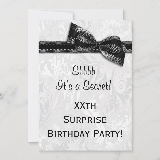 Invitation XXe anniversaire SURPRISE Fête Damas et Bow (Devant)