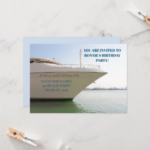 Invitation Yacht blanc sur l'océan 60e anniversaire de bateau
